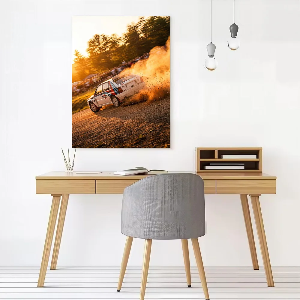 Sports Car Delta Rally Car Drifting Poster Canvas Wall Art Custom Photo Print Modern Painting for Fans Room Ornaments Wand Deko
