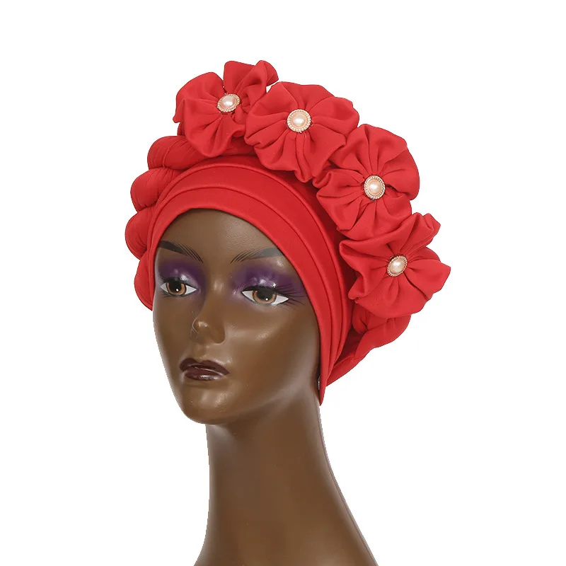 New Braids Turban Bonnet Arab Wrap Flower Women Head Wrap Bonnet Muslim Hijab Hat turbante Mujer Auto Hat