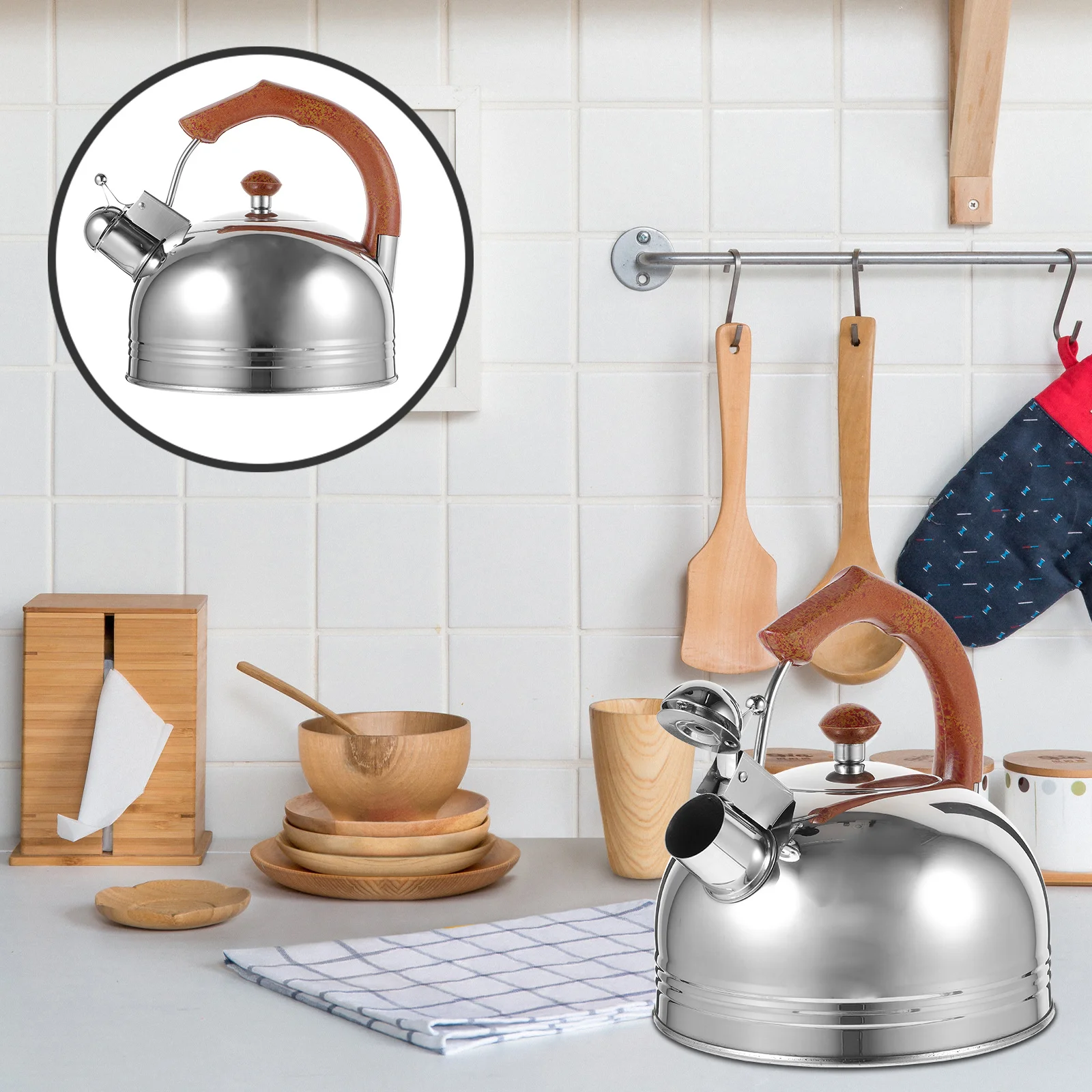 

Stainless Steel Large Capacity Whistling Tea Kettle Stove Top Water Boiler Pot for Home Restaurant Use Whistling Kettle