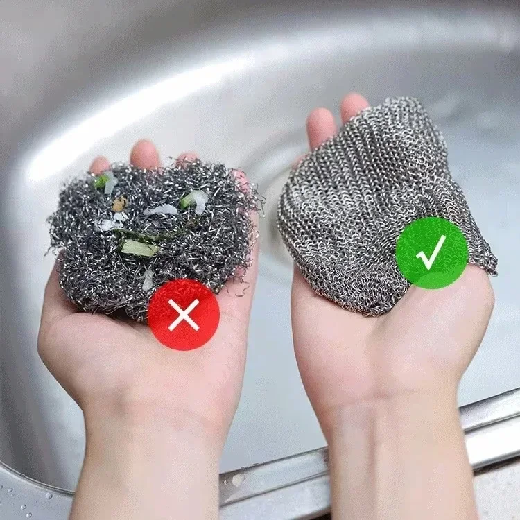 Paño de limpieza mágico, alambre de acero metálico, paños de lavado para platos, trapos de cocina, Herramientas de limpieza, aparatos de tela de doble cara gruesos