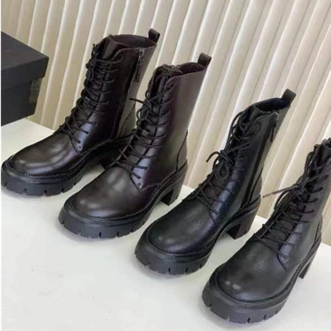 

Withered 2024 New Arrivals British Fashion Genuine Boots Women Shoes Leather Strap Boots Shoes Cowhide Motorcycle Retro Zipper