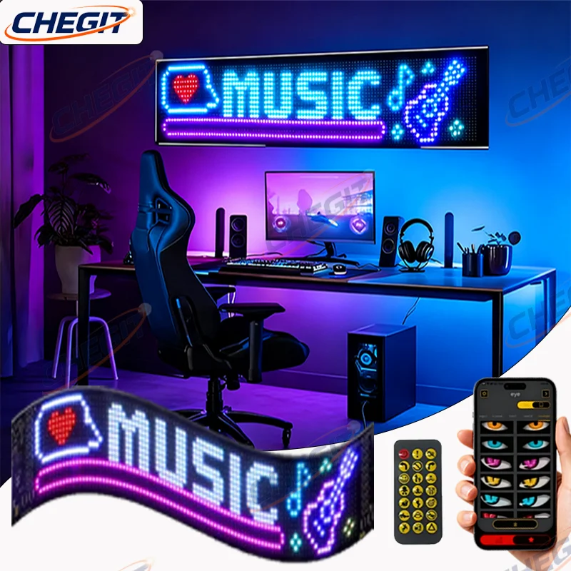 

Светодиодный интеллектуальный гибкий дисплей, программируемый свет, анимация/текстная прокрутка, лампа для автомобиля/стекла/стены, RGB-пиксельная матричная панель