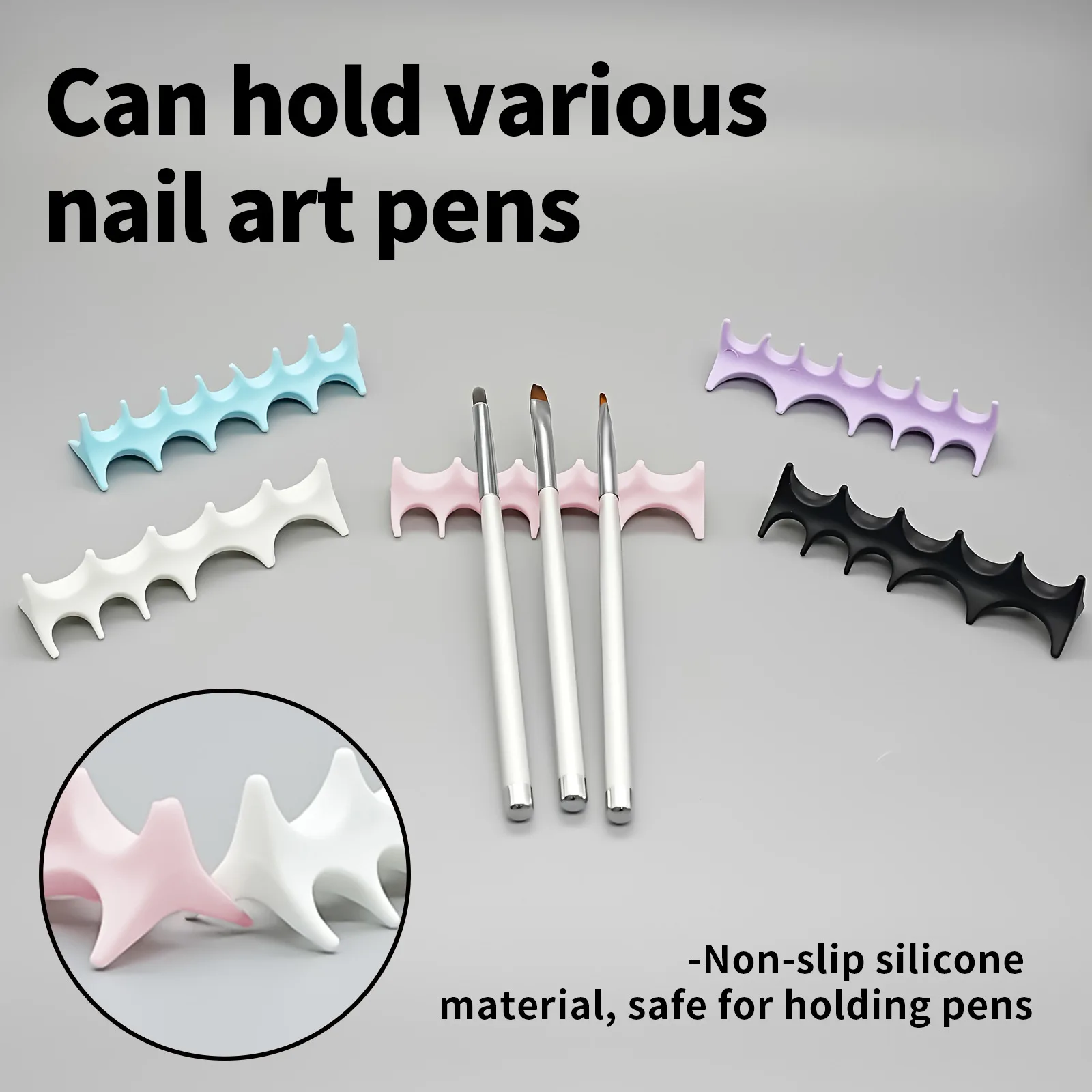 Soft Silicone Nail Pen Holder Brush Rack Shelf UV Gel Brush Display Stand Makeup Painting Pen Rest Organizer Stander Manicure