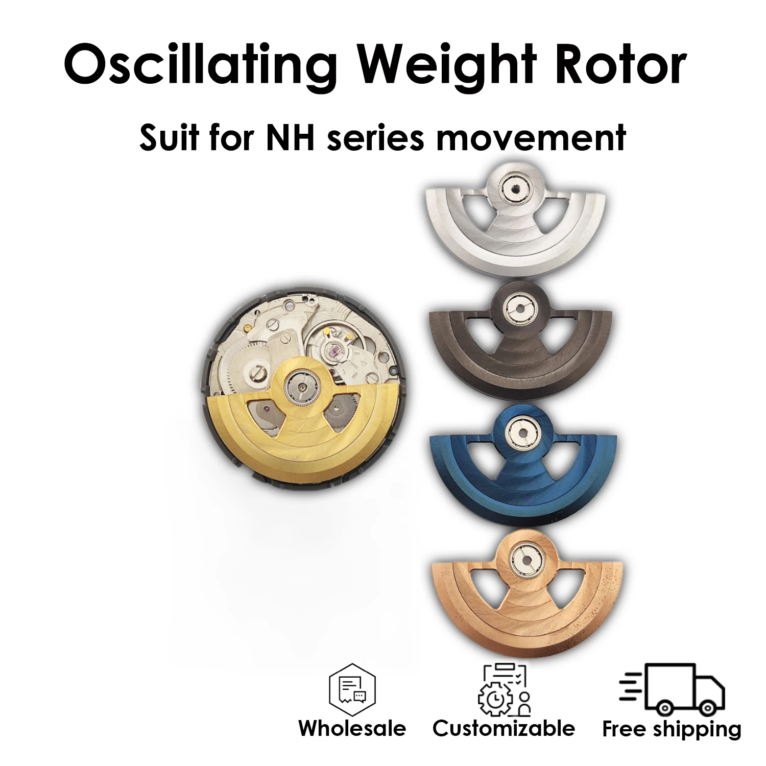 

Осциллирующий весовой ротор, круговой костюм в форме зерна для серии NH 4R35B 4R36A, аксессуар для ремонта автоматического движения, оптовая продажа