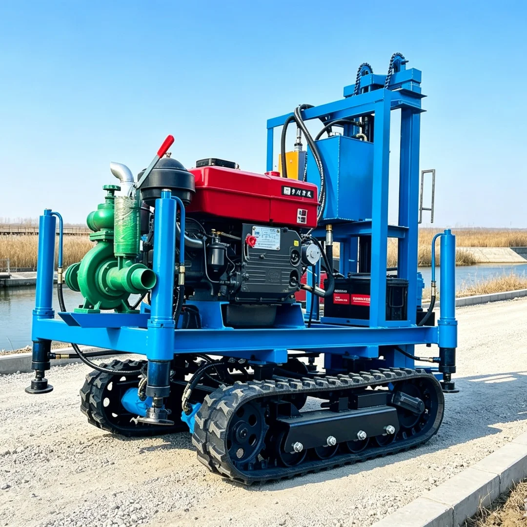 Customized Crawler Water Well Drilling Rig, Movable Well Drilling Machine, Household Drilling Equipment for Farmers