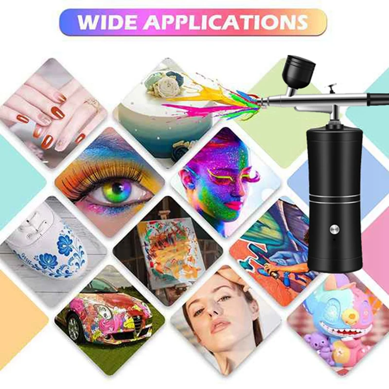 Airbrush Kit With Compressor Rechargeable Cordless Non-Clogging High-Pressure Airbrush Set For Nail Art Makeup Painting Durable