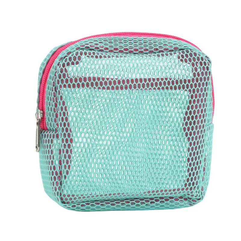 Portable Mesh Mini Makeup Bag Dopamine Color-blocking Series Square Storage Bag Portable Toiletry Storage Bag Coin Purse