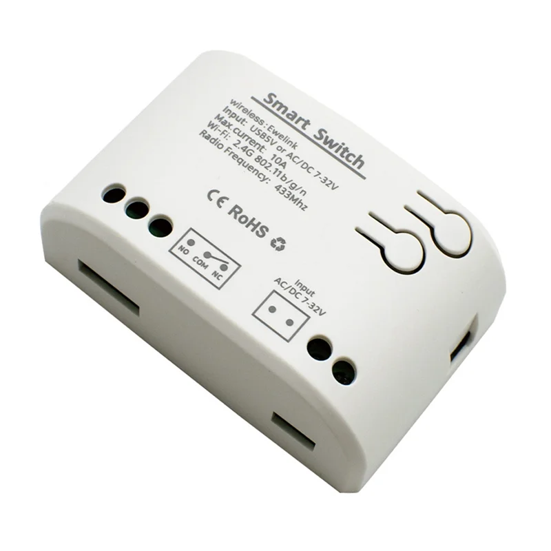 -MEOF Ewelink Módulo de interruptor Wifi inteligente Micro-USB 5V AC DC 7-32V RF433 Radio Control remoto 1 canal avance lento relé hogar inteligente