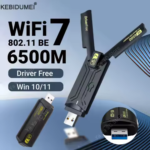 BE6500 Wifi 7 Network Card 2.4G/5G/6Ghz Wi-Fi Dongle 900Mbps Usb 3.0 Adaptador With High Gain Antennas For PC/Laptop Driver Free