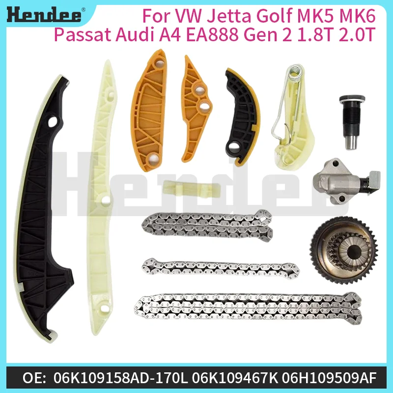 

Timing Chain Kit For VW Jetta Golf MK5 MK6 Passat Audi A4 EA888 Gen 2 1.8T 2.0T,Automotive Parts OE:06K109158AD-170L,06K109467K