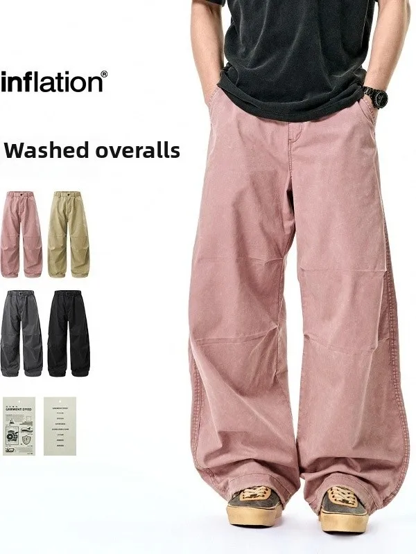 

Street Sle Men's Casual Pants Spring Summer New Bend Knife Straight Tube Workwear Waed Loose Fit mid Waist Wool Blend