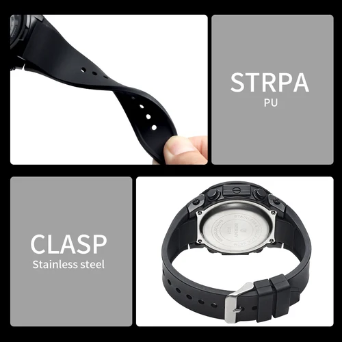 Imagen 2 del producto Relojes BERNY para hombre, reloj electrónico Digital para hombre, calendario de alarma de cronometraje súper ligero, reloj deportivo masculino resistente al agua 5TM