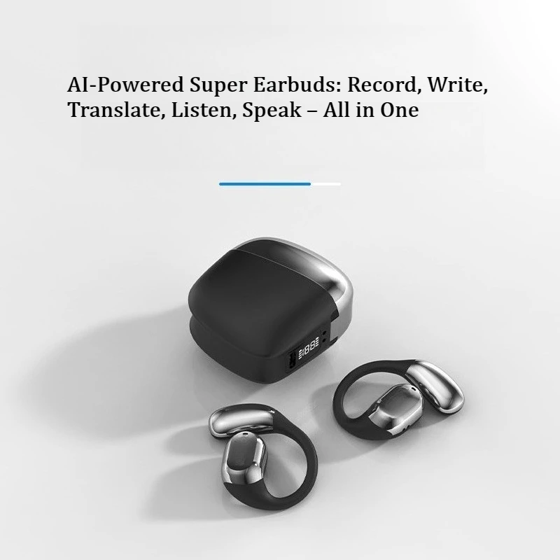 Wireless AI Translator Earbuds Dual-channel Stereo Headset Real-time Voice Translation with Charging Case