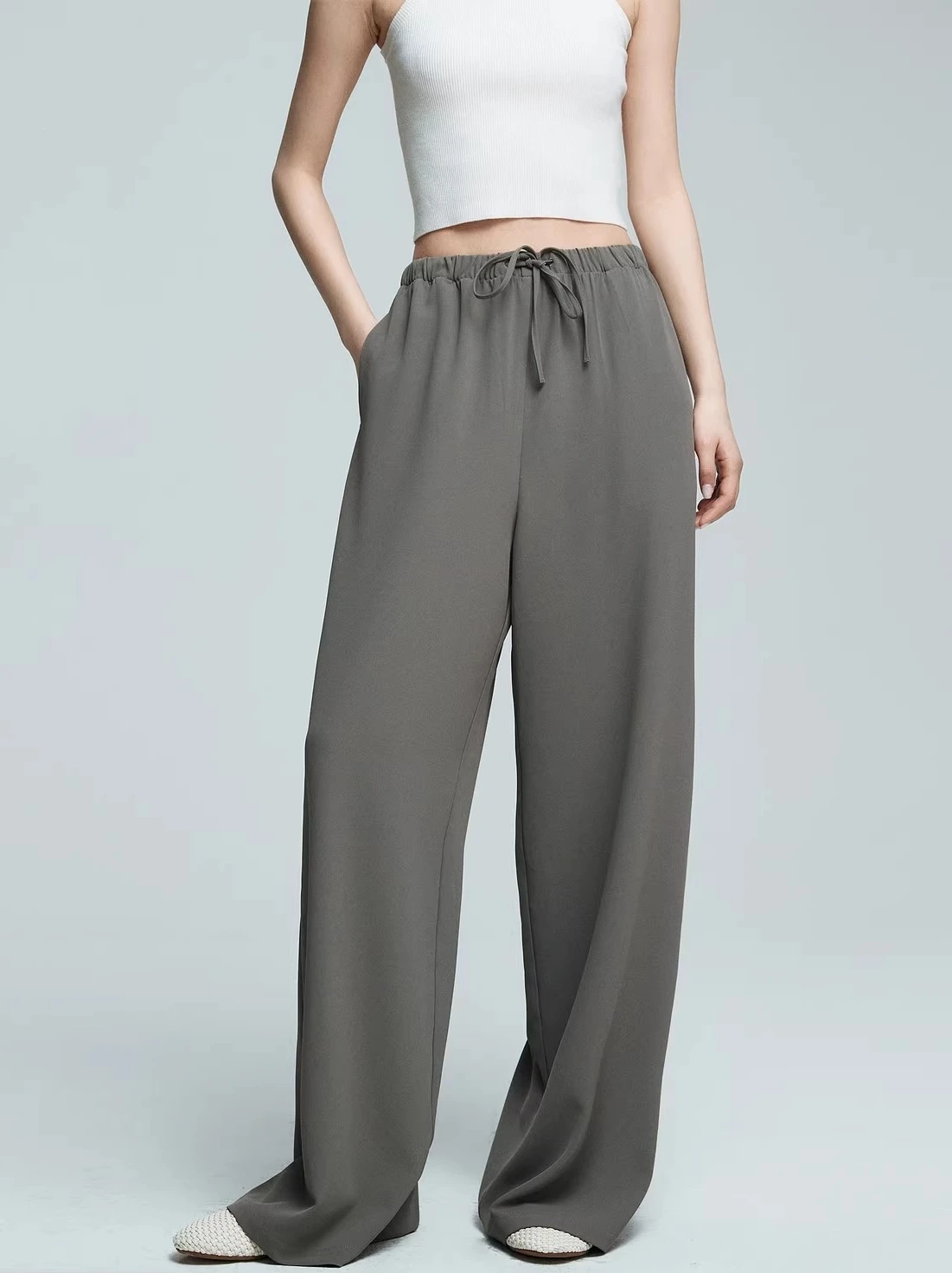 

Cool straight-leg trousers female Summer 2025 Loose-fitting floor-length casual pants Pants that don't wrinkle easily