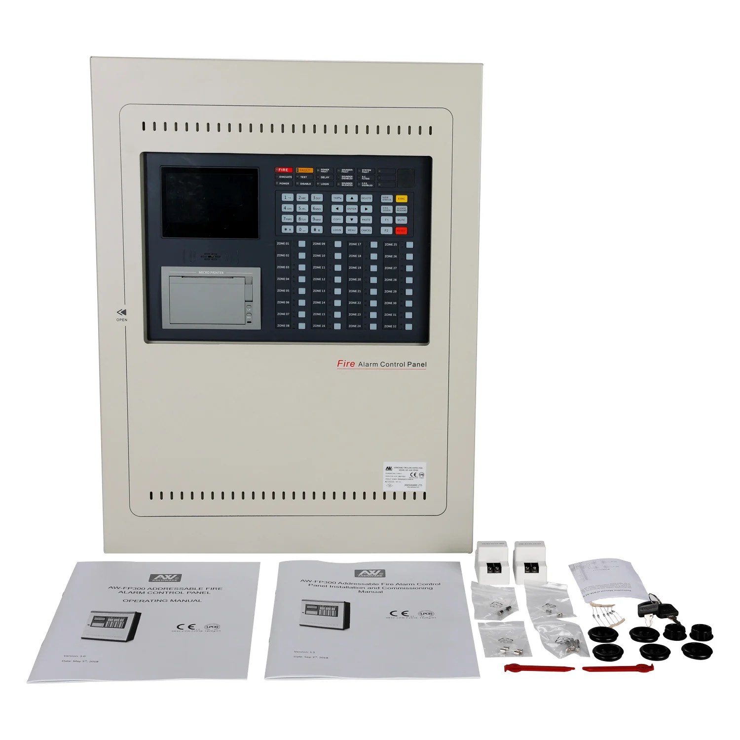 Asenware LPCB Adresowalny 32-strefowy system sterowania sygnalizacją pożarową 1-8 pętli Standard EN54