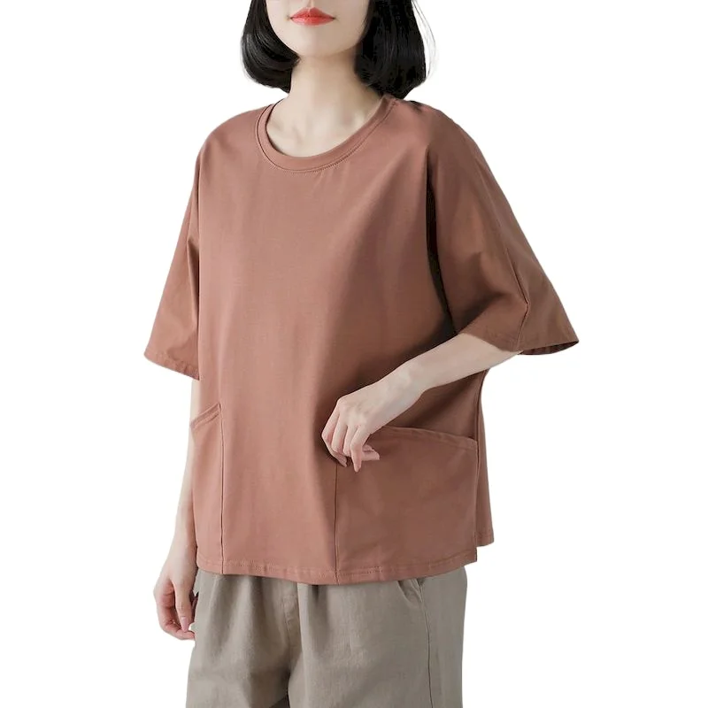 Cotton T Shirts for Women Summer Trendy Thin Tshirt Simple Casual Korean Tees Fashion Design Half Sleeve Tops Aesthetic Clothes