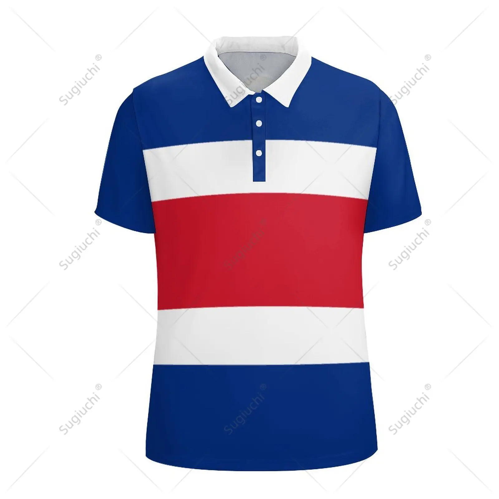 Unisex Polo Shirt Costa Rica Flag 3D Print Man Polo Fashion Clothing Tracksuits Short Sleeves