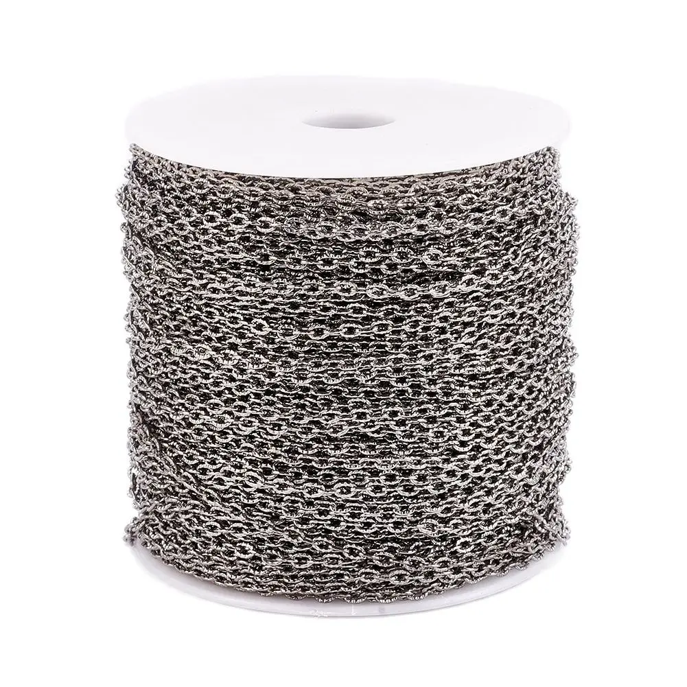 100m/roll Iron Textured Cable Chains Gold Silver Color Link Chain for DIY Necklace Bracelet Jewelry Making Materials Accessories