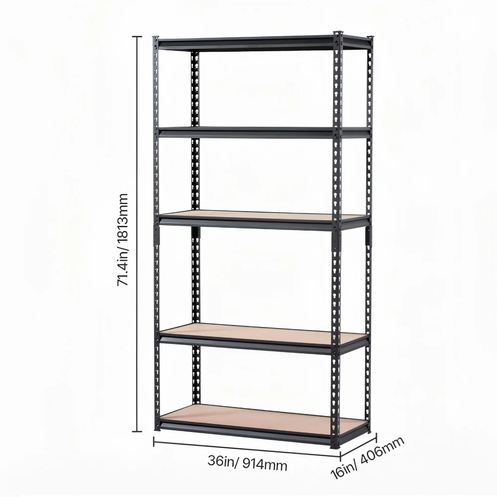 

Heavy Duty 5 Tier Metal Storage Shelves 2000LBS Load Bearing Garage Warehouse Basement Organizer Rack 36" W 16" D 71.4" H