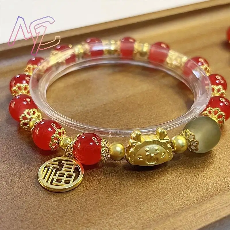 Natural Jade Dragon Bracelet Amulet Vintage Agate Charm Real Jewelry Beads Bangle Gemstone Talismans Accessories Gifts for Women