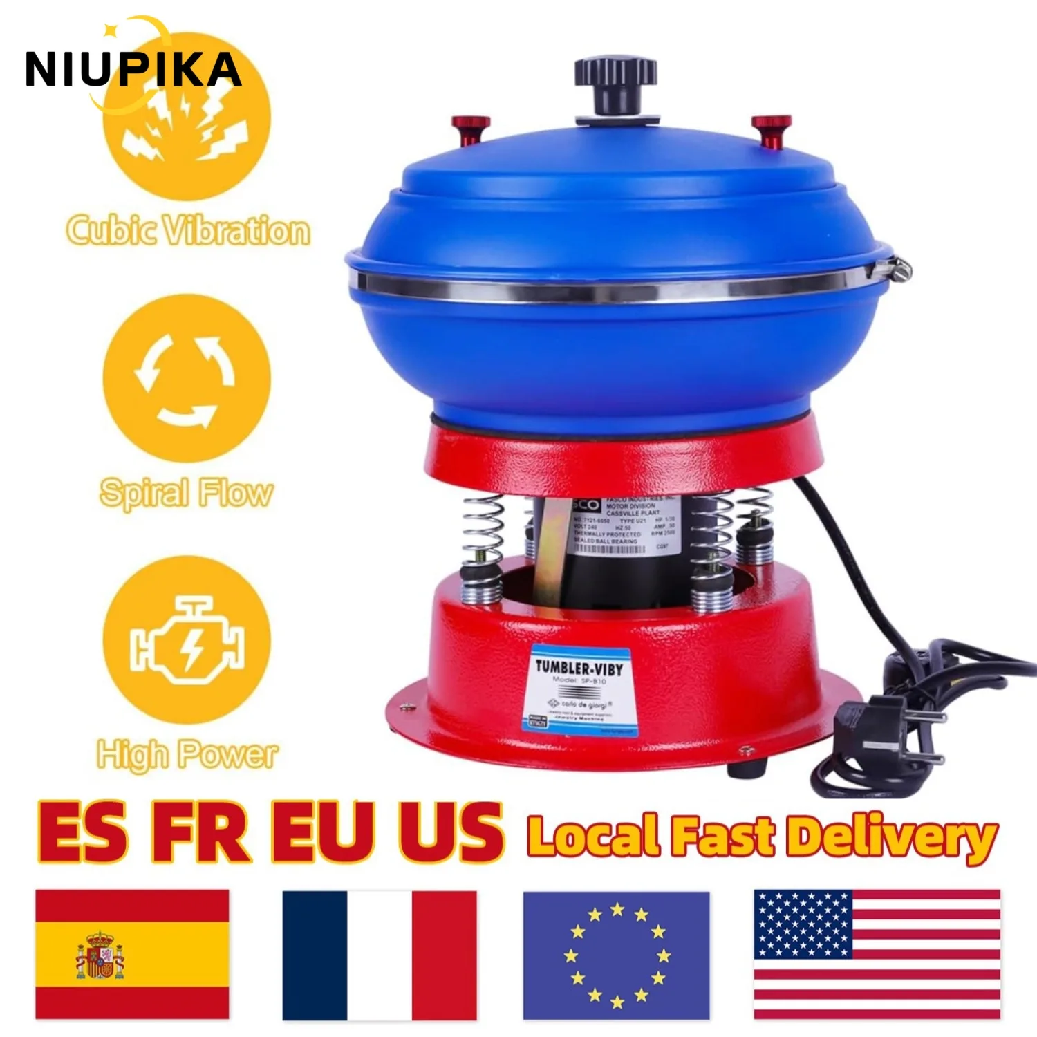 

110V 8" Jewelry Vibrating Tumbler Polishing Machine Vibratory Tumbler Polisher and Grinder 3kg Capacity for Jade Agate Metals