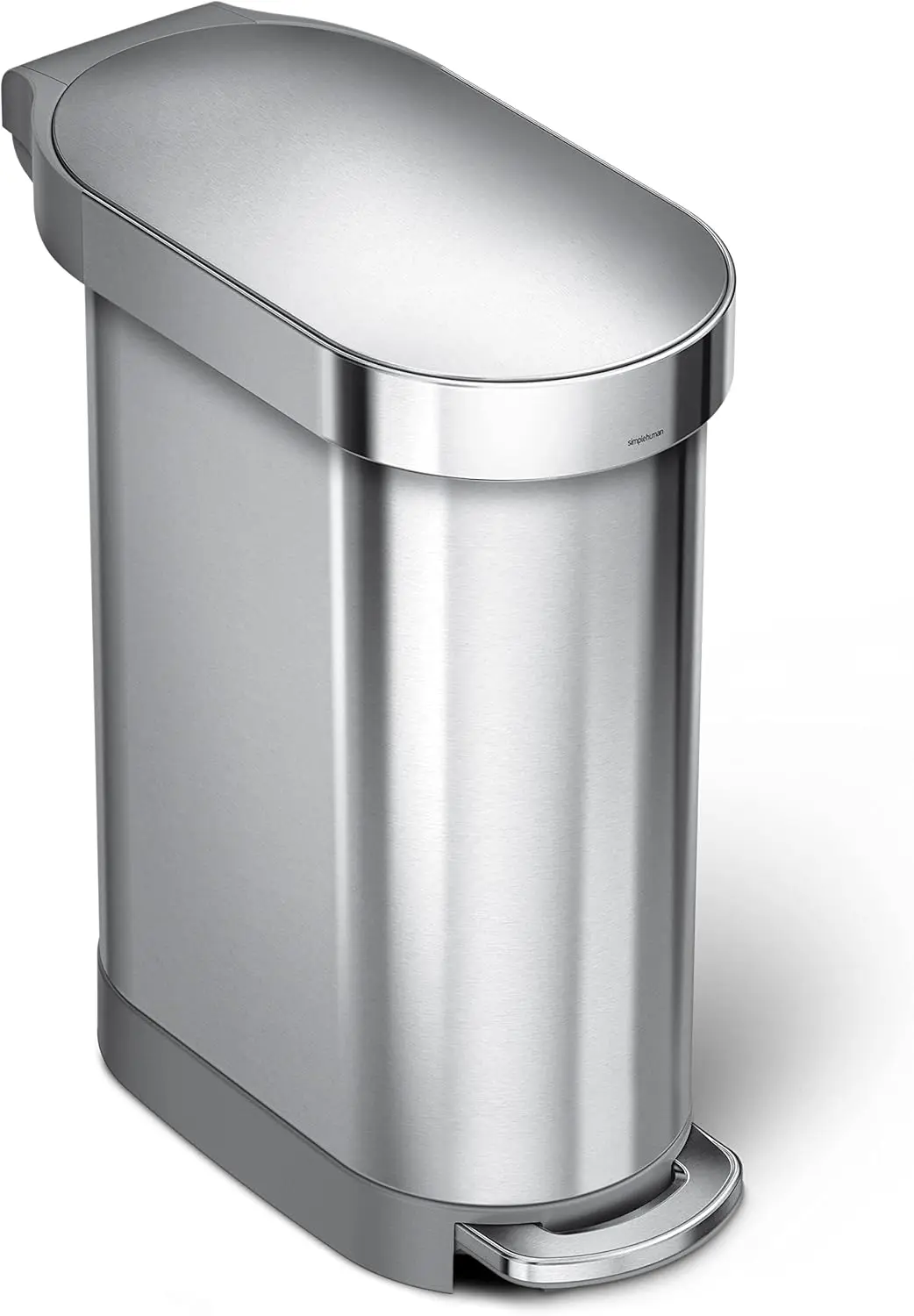 45 Liter / 12 Gallon Slim Hands-Free Kitchen Step Trash Can, Brushed Stainless Steel