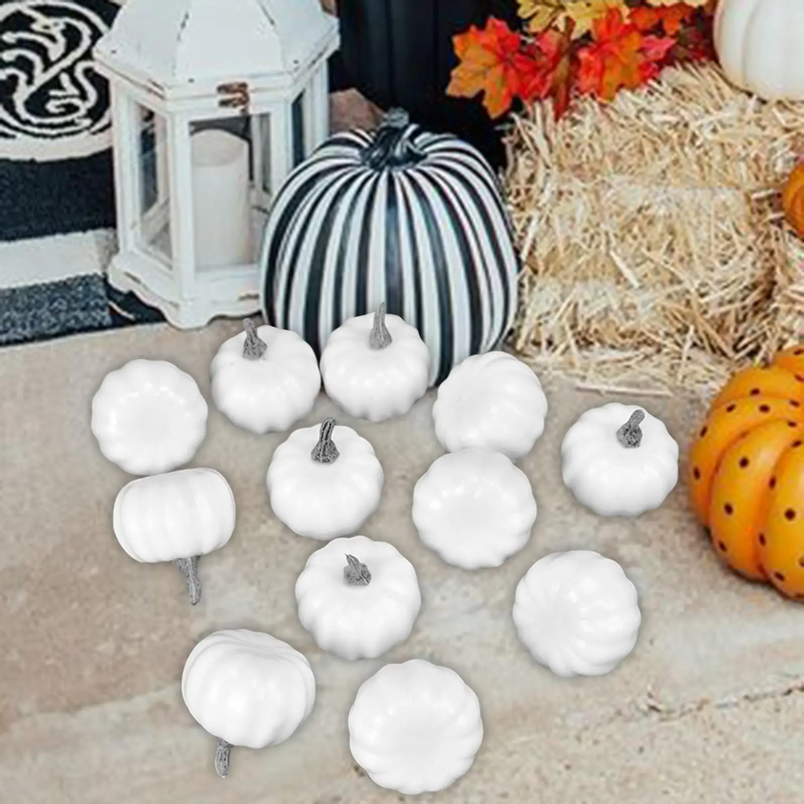 12Pcs Fake Pumpkins Model Harvest Decorative Rustic Fake Foam Pumpkins Halloween Foam Props for Halloween Table Shop Autumn - view 2