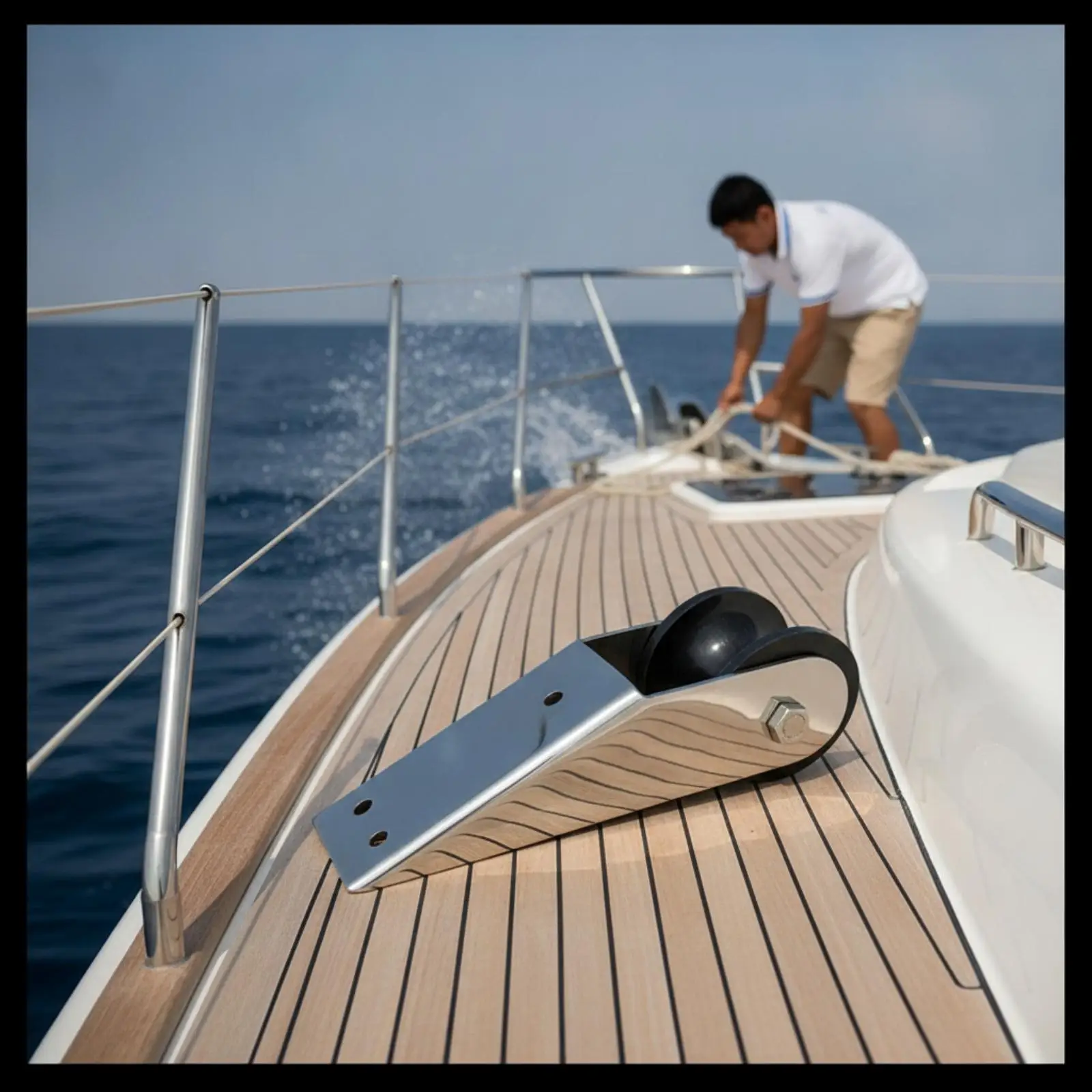 316 Marine Grade Anchor Bracket with Built in Roller for Boat Deck Mount Heavy Duty Stainless Steel