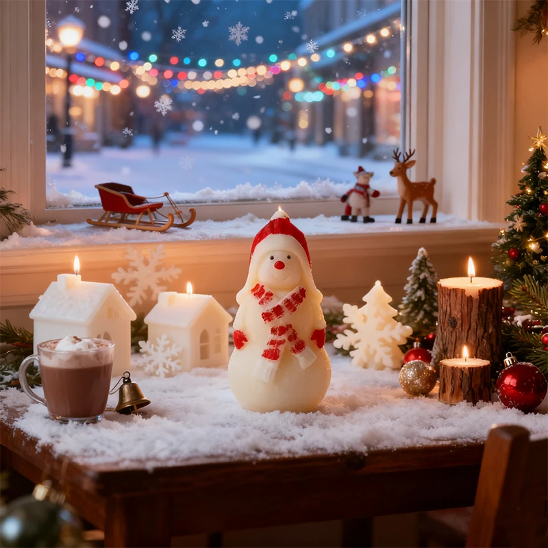 

Snowman Silicone Mold Food Grade for Aromatherapy Candles Epoxy Resin Plaster Craf Reusable DIY Christmas Mould Home Decor