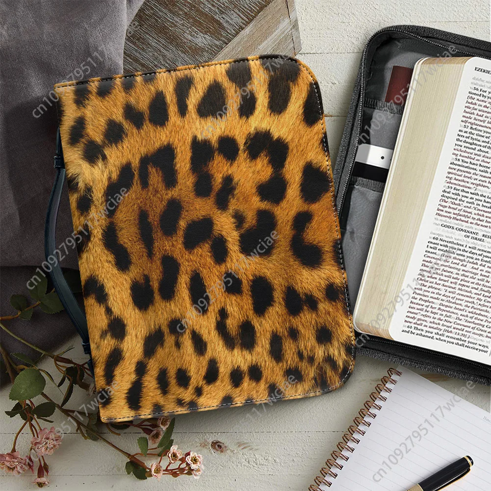 

Модные сумки для Библии с леопардовым принтом, христианские подарки, персонализированный чехол, упаковка для Библии, водонепроницаемая кожаная сумка, карманы, чехол для упаковки