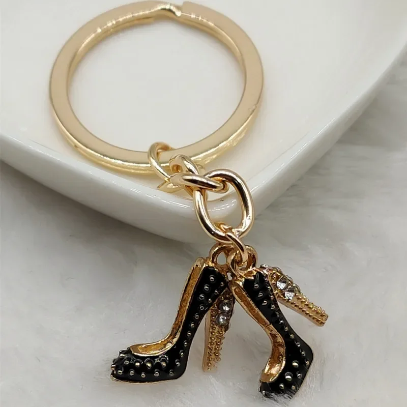 High heels keychain enamel wallet car keychain bag decoration alloy keychain