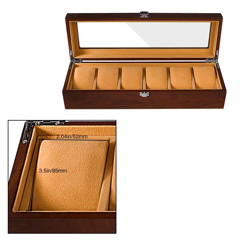 Embers Luxury Wooden Watch Box 3 5 6 8 10 Slots Wood Grain Storage Collection Black Box