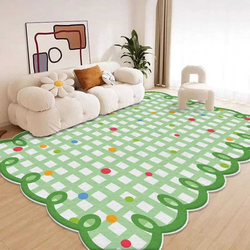 VIKAMA Girlish Bow Faux Cashmere Carpet For Bedroom, Anti-Slip And Easy To Maintain, Bedside Living Room Sofa Mat For Home Decor
