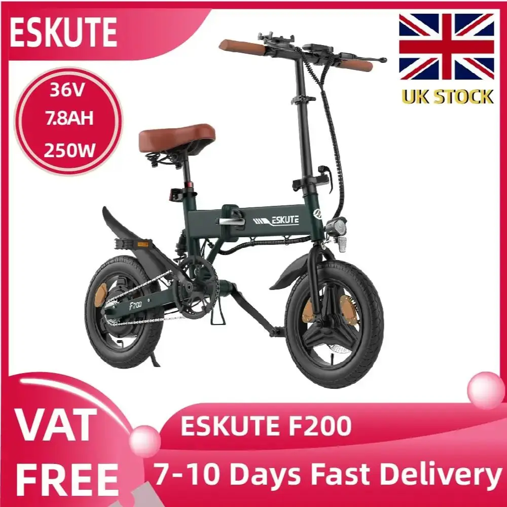 AliExpress ESKUTE F200 Adult Electric Bicycle, 250W city ebike, 36V 7.8AH E-bike, 14-inch tire Foldable Electric Bicycle