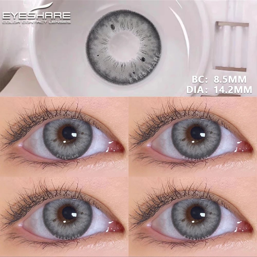 EYESHARE 1Pair Color Contacts Lenses Color Lens Eyes Natural Gray Eyes Contacts Lenses Yearly Beauty Makeup Fashion Blue Lenses