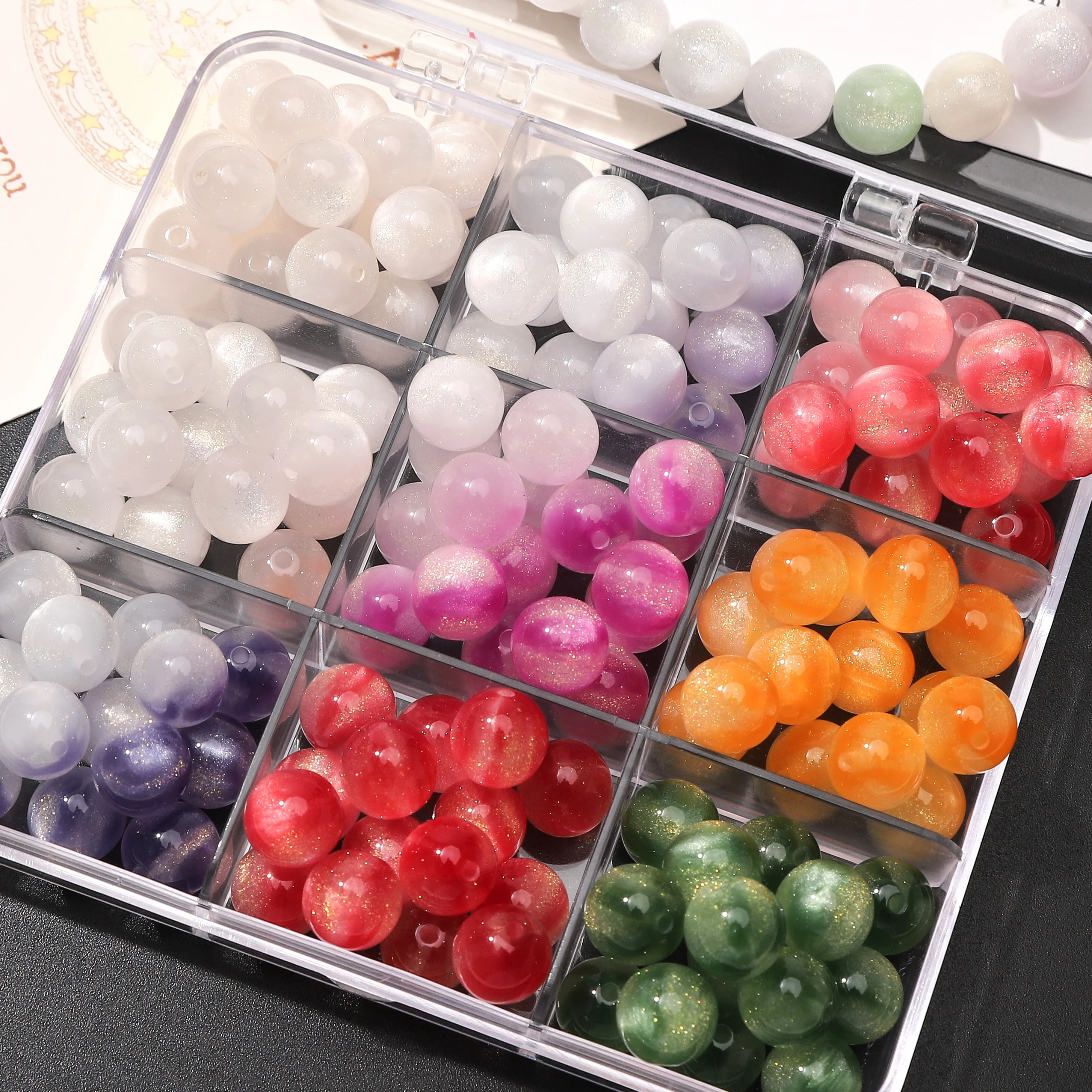 10mm 50pcs UV Light Color Changing Resin Round Beads Loose Spacer Beads For DIY Bracelet Necklace Craft Jewelry Making Supplies image 6