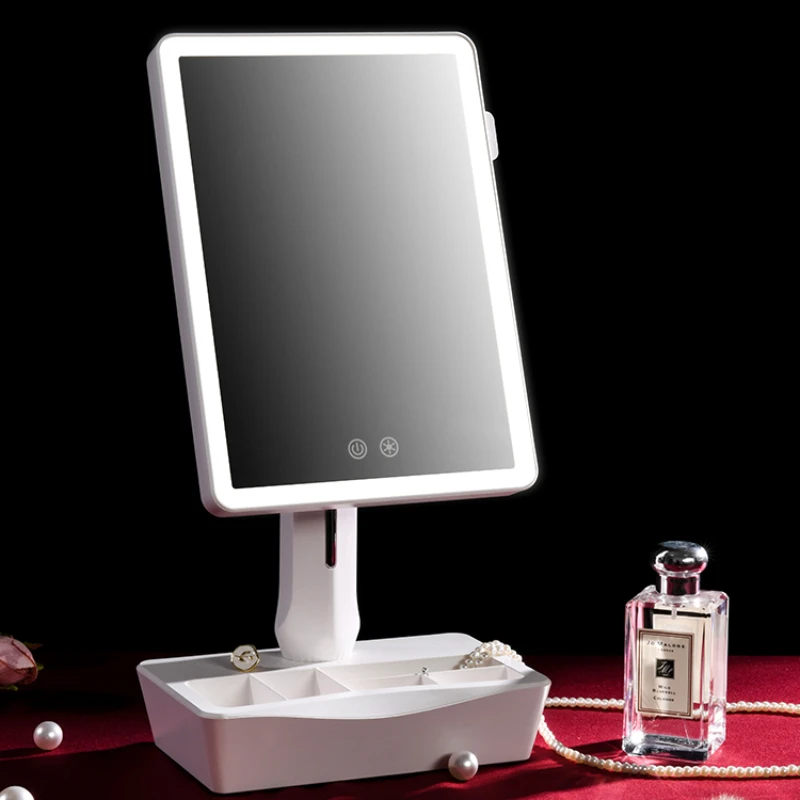 Make-up mirror with lamp tabletop top