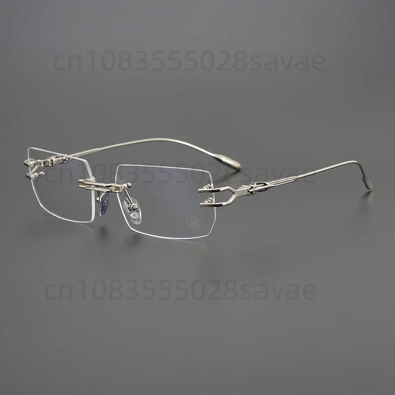 

2024 New Ultra Light Frameless Polygonal Lens Glasses Luxury Eyeglass Frame Unisex Business Glasses Can Be Matched With Myopia