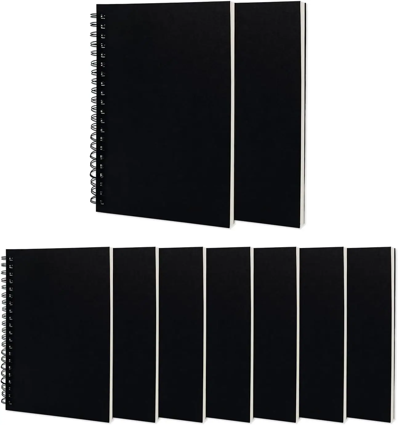 

Blank Spiral Notebook 9-Pack Soft Cover Sketch Book 100 Pages 50 Sheets 7.5x5.1 Inches Black