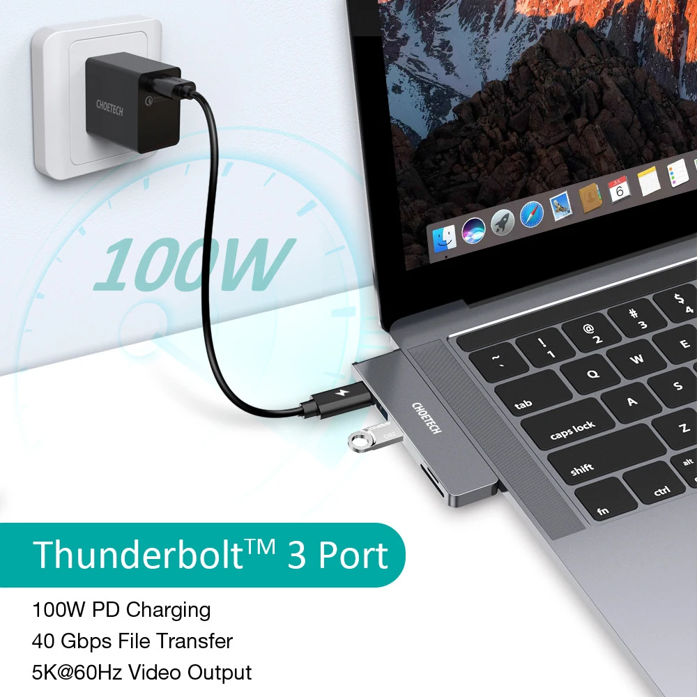 KSTOP-USB C Docking Station, Tipo C para HDMI-Compatível, 4K, 30Hz, PD100W Dock, Macbook Air Pro, TF SD, Multi Converter, PC HUB