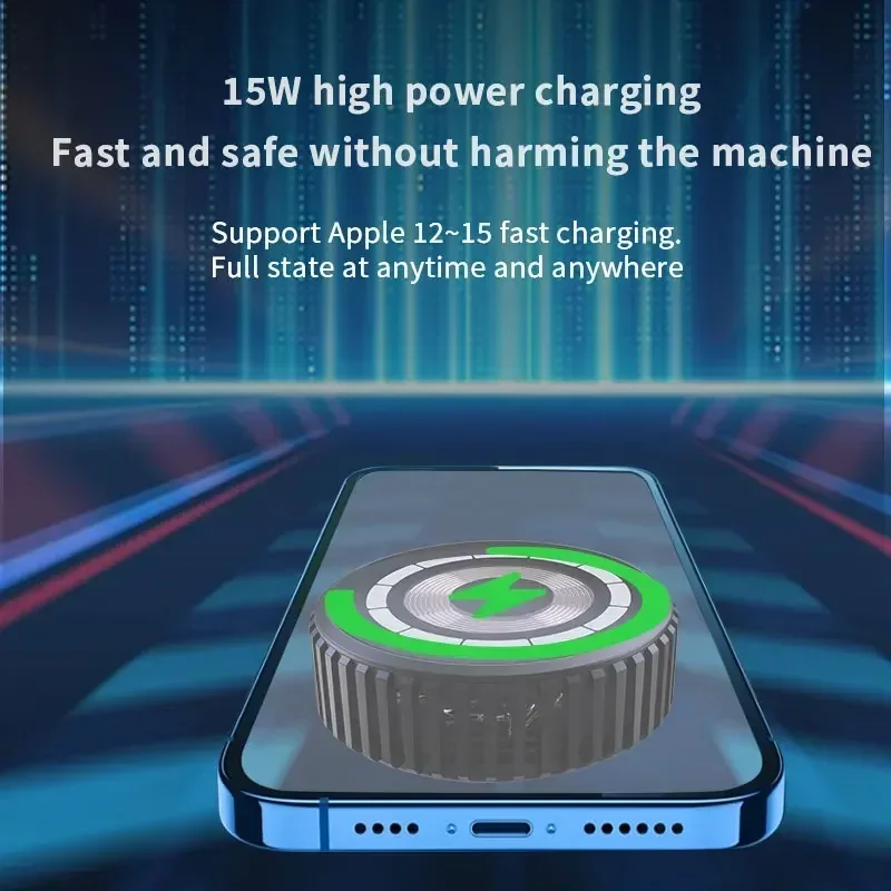 Portable Magnetic Phone Cooler with 15W Wireless Charging Function for Qi2 iPhone 16 15 14 13 Pro Max Fast Charging Cooling Fan view 5
