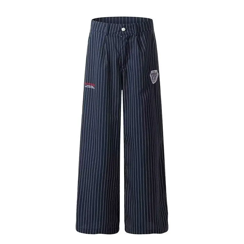 Pantalon Cargo gothique à rayures bleues pour femmes, Baggy Harajuku Y2k Emo Vintage surdimensionné décontracté, jambes larges, vêtements japonais des années 2000