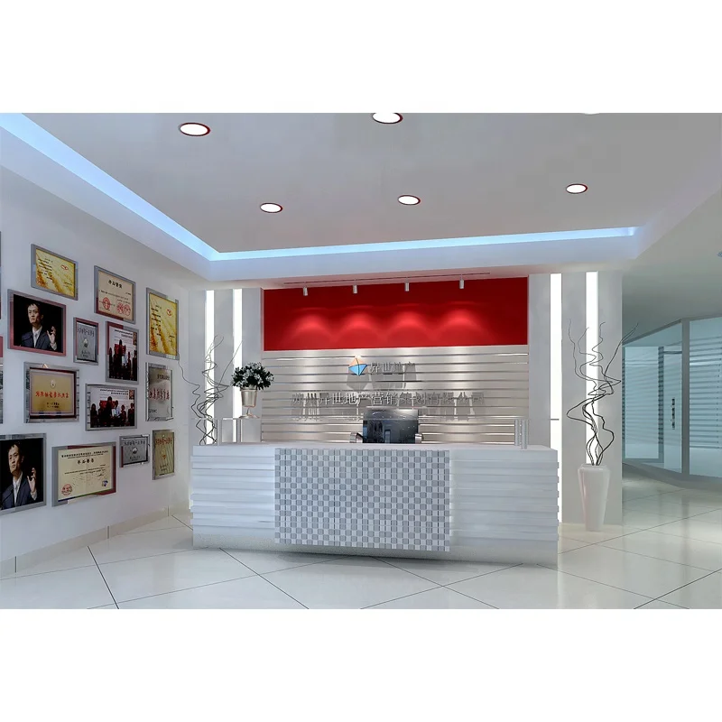 White And Green Solid Surface Hospital Clinic Front Desk Reception Desk Modern Design