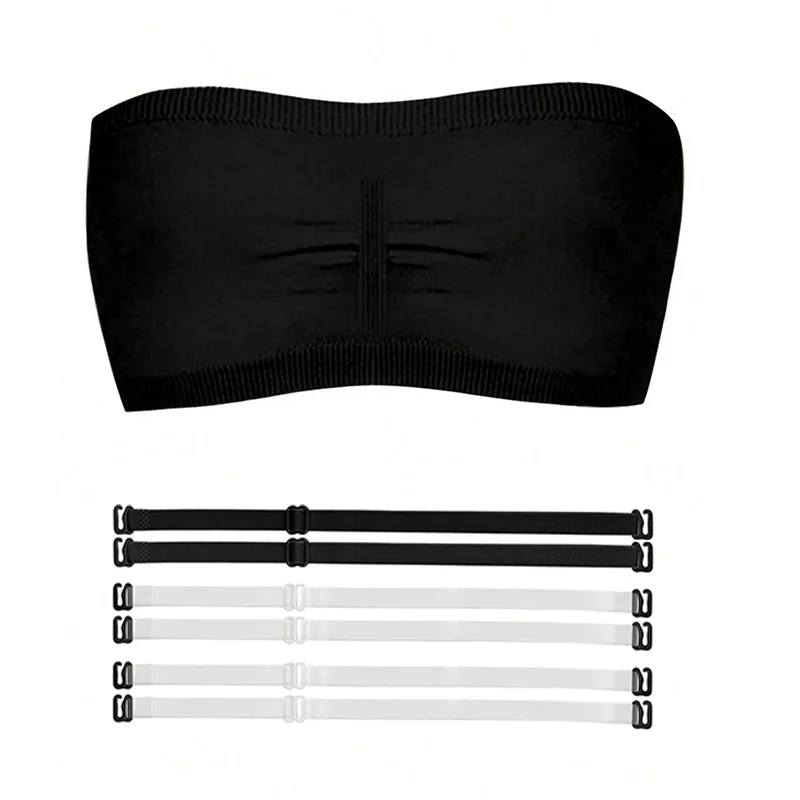 Бюстгальтер-бандо для девочек, бесшовные тренировочные бюстгальтеры с прозрачными бретелями для девочек, гимнастический, танцевальный спортивный укороченный топ с подкладкой на груди