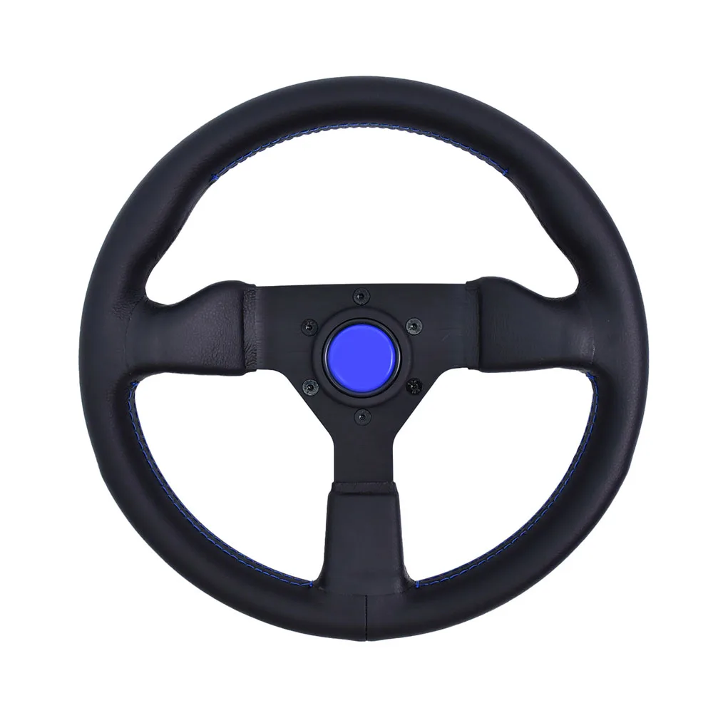 

Universal 320MM Sport Steering Wheel Black Leather PCD 70mm Sport Racing Steering Wheel With Multi-Color Horn Button