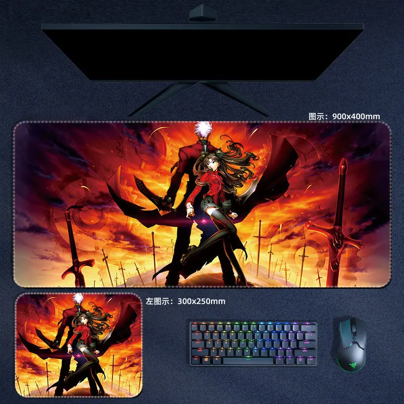 페이트 스테이 나이트 마우스 패드 애니메이션 그랜드 오더 세이버 투사카 린 루저 마우스패드 컴퓨터 키보드 패드 만화 액세서리 데스크 매트
