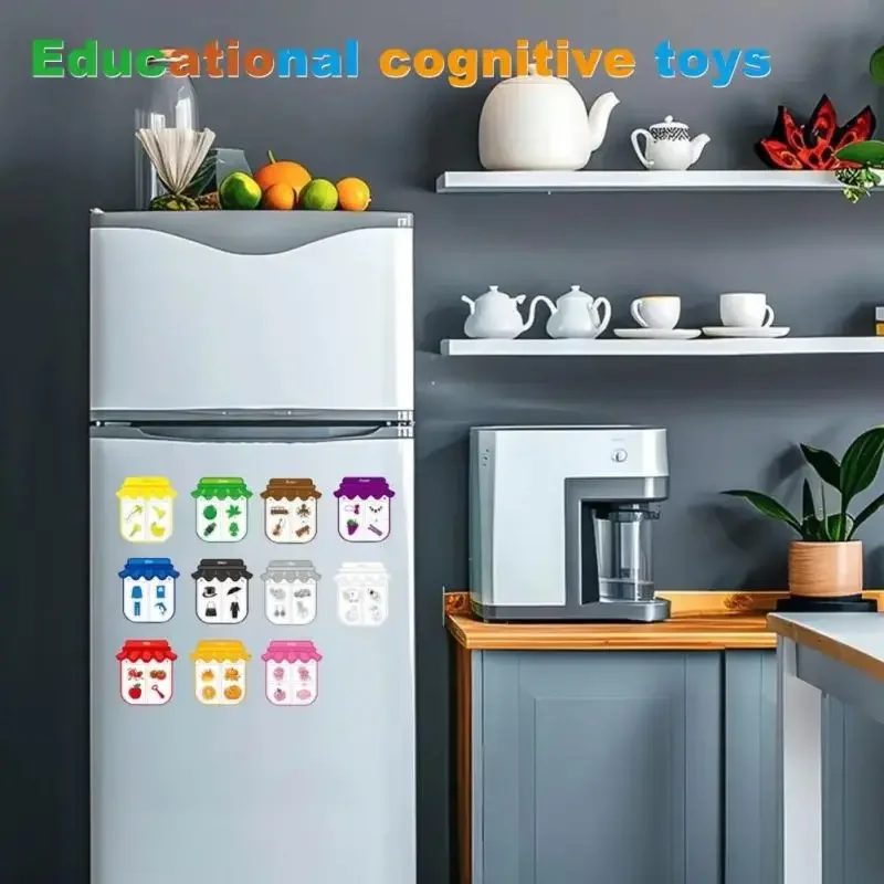 Color Matching Magnetic Puzzle Fridge Magnets Early Education Magnetic Sticker Kids Learn Color Magnet Food Fridge Stickers