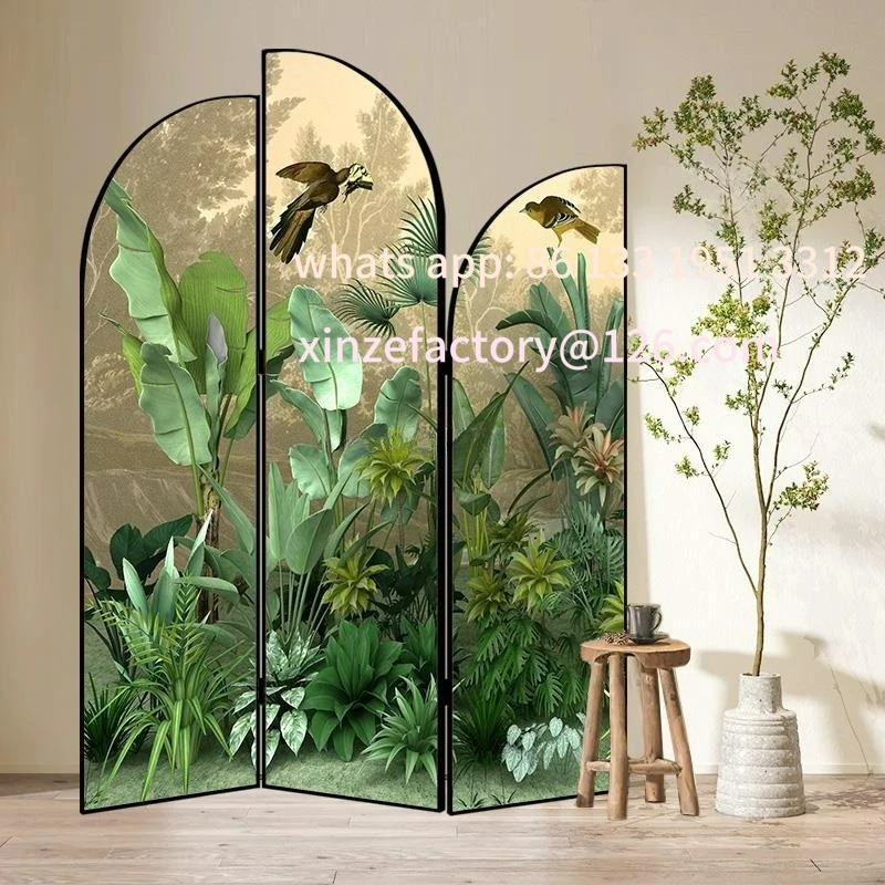 Customizable French screen partition living room entrance simple modern decoration background wall folding mobile