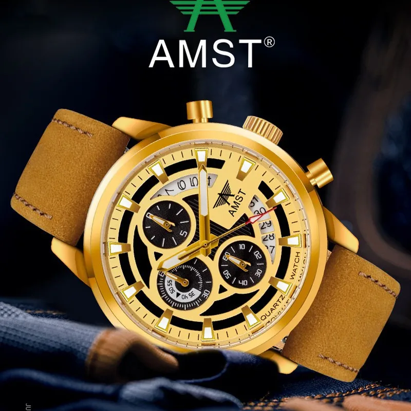 AMST new outdoor sports small three-needle quartz watch luminous waterproof men's watch**