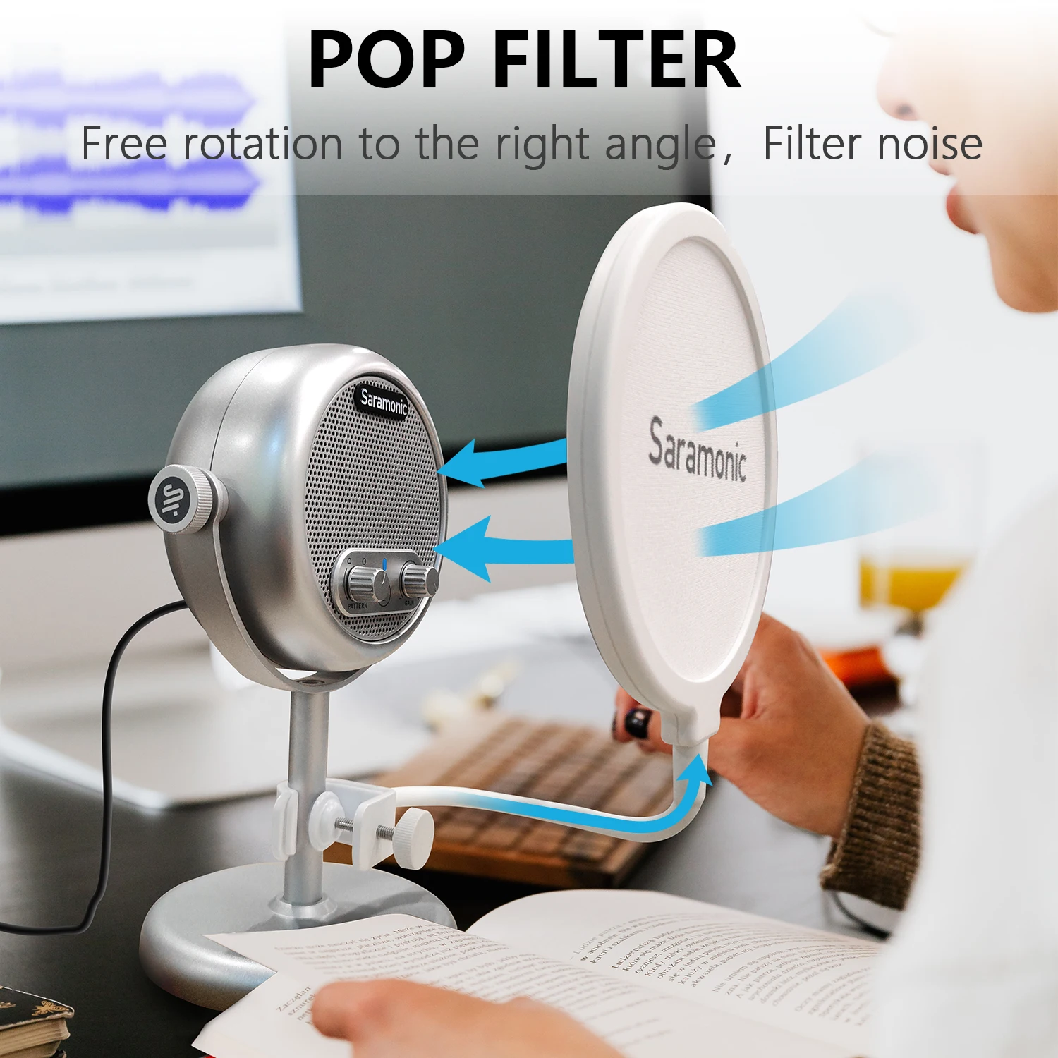 Saramonic Xmic Z4 빈티지 스타일 마이크, 데스크톱 USB 콘덴서 마이크, 안드로이드 맥 윈도우 컴퓨터용 라이브 퍼포먼스